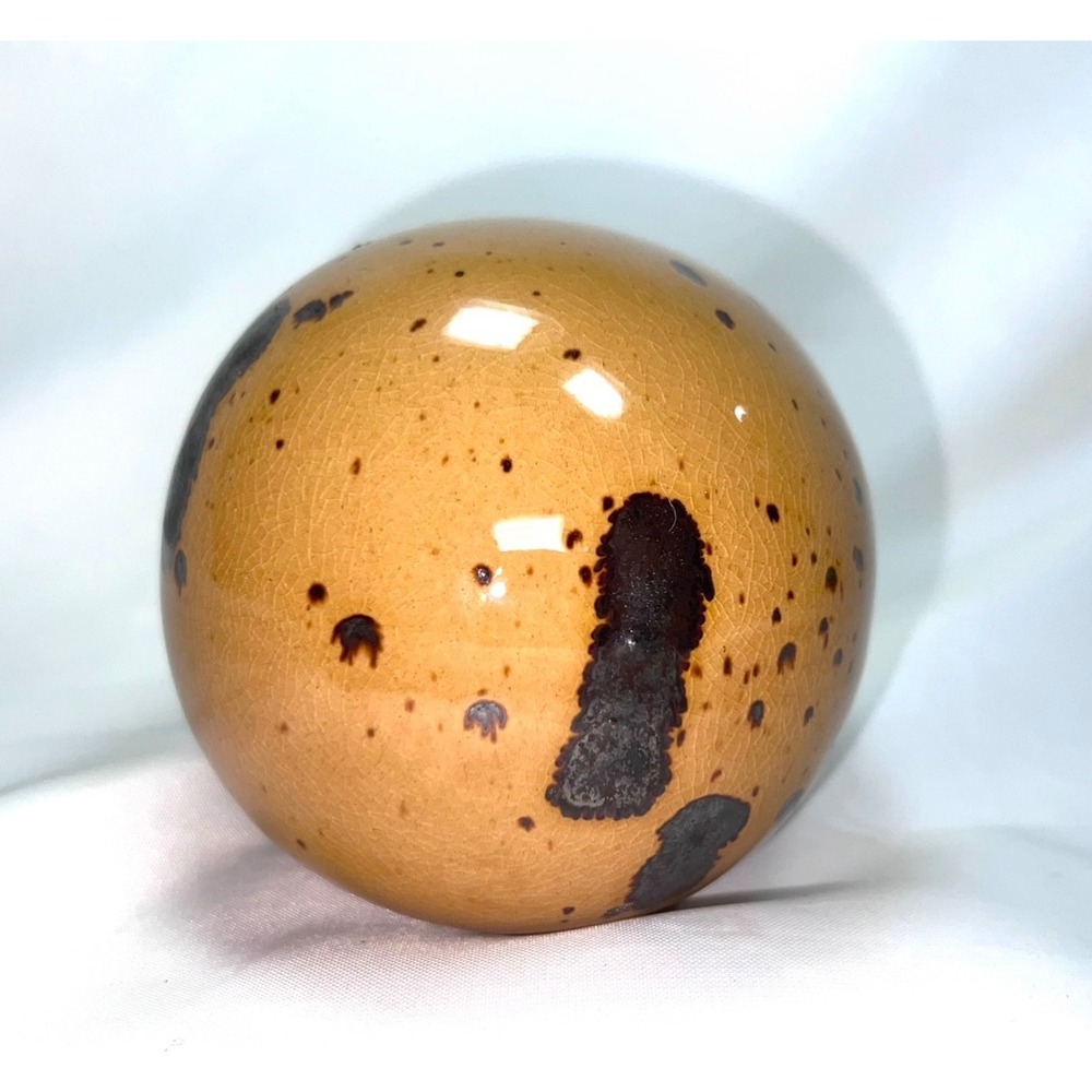 Better Homes and Gardens Ceramic Decorative Sphere Tan Brown Speckled Orb 4in - Picture 7 of 11